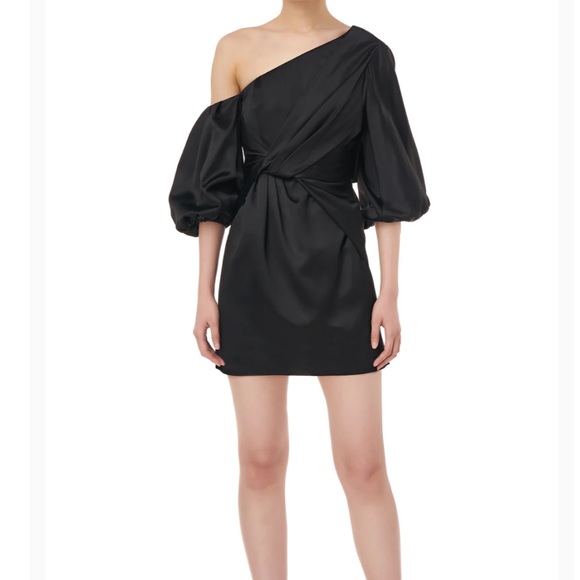 AMUR Alessandra Black One-Shoulder Mini Dress - Evening/Cocktail (Size 8)